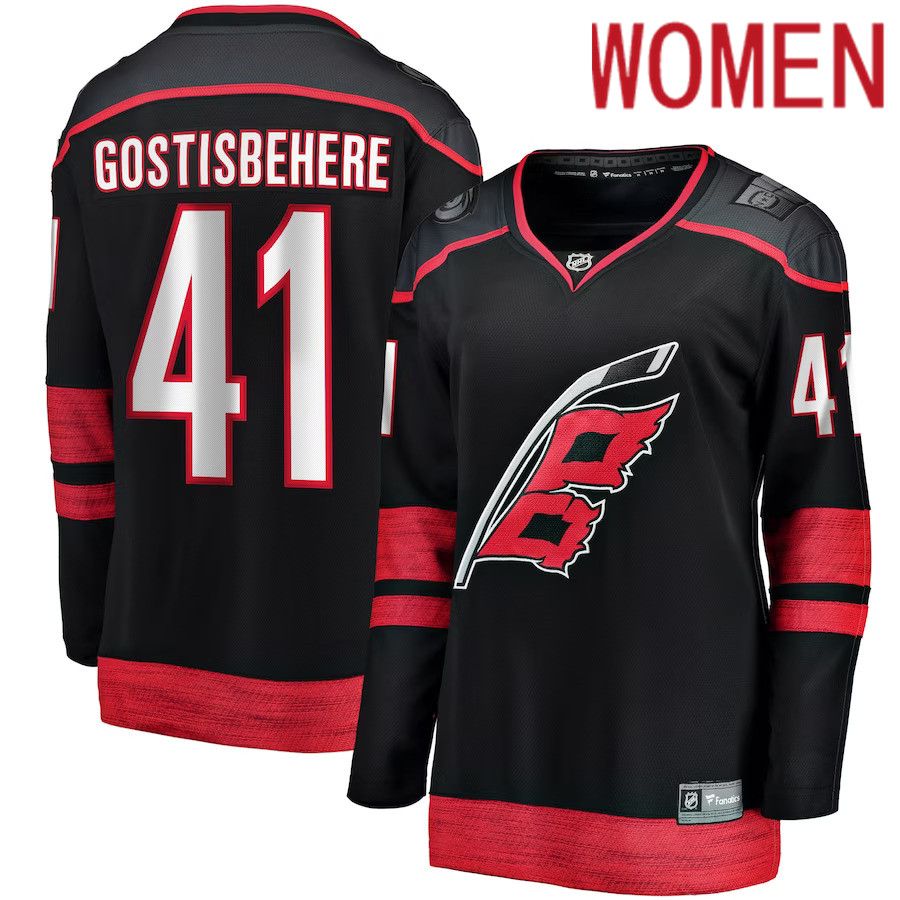 Women Carolina Hurricanes #41 Shayne Gostisbehere Fanatics Branded Black Home Breakaway NHL Jersey->women nhl jersey->Women Jersey